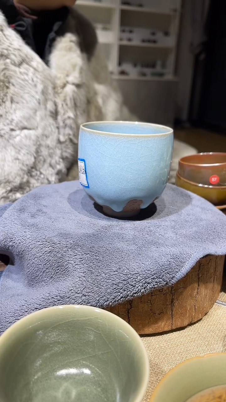 摆件陶原生态原矿天蓝富得流油