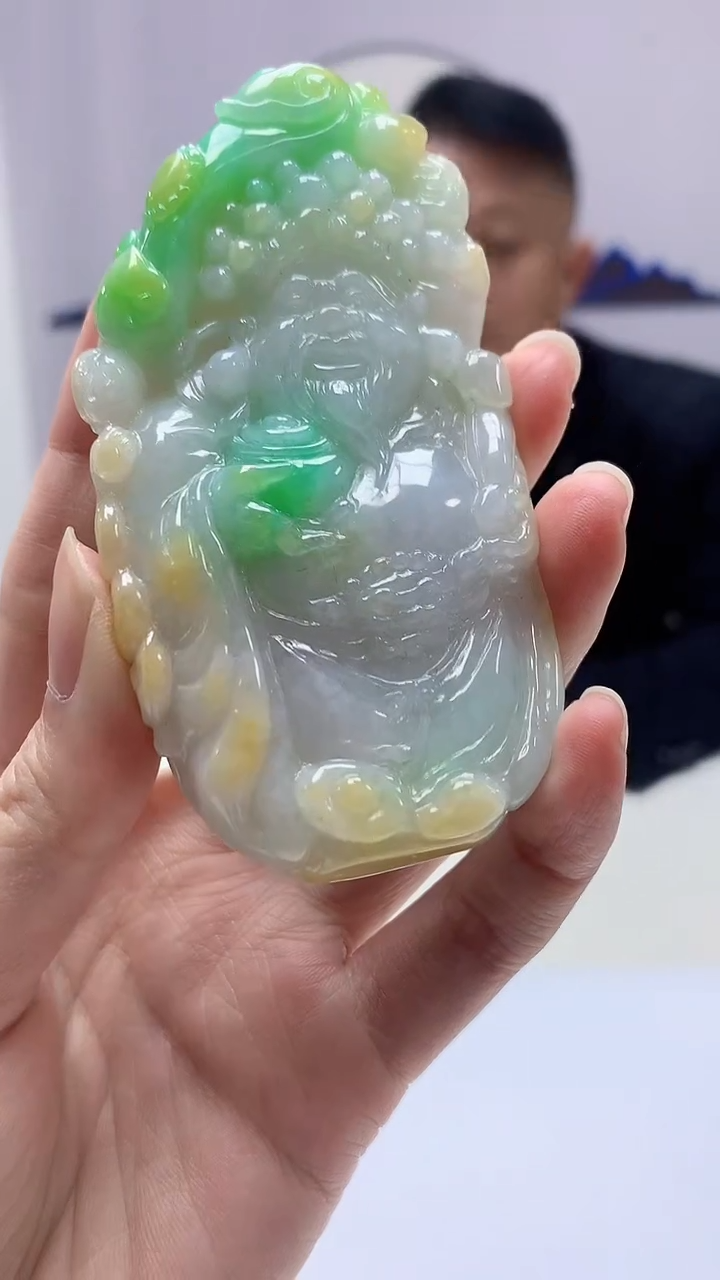 【闪购商品】定制翡翠未镶嵌4969zm-毛货挂件财神190