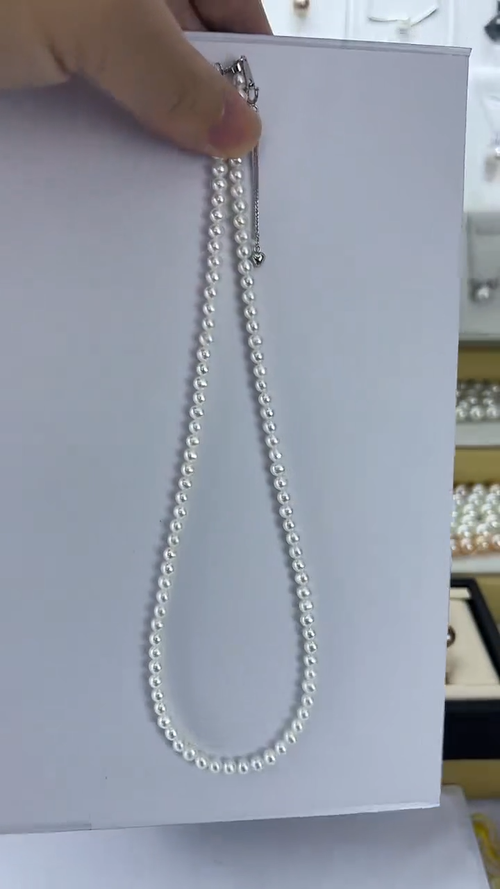 淡水珍珠银S925镶嵌颈饰21天然极光珍珠奥白光小米珠4-5
