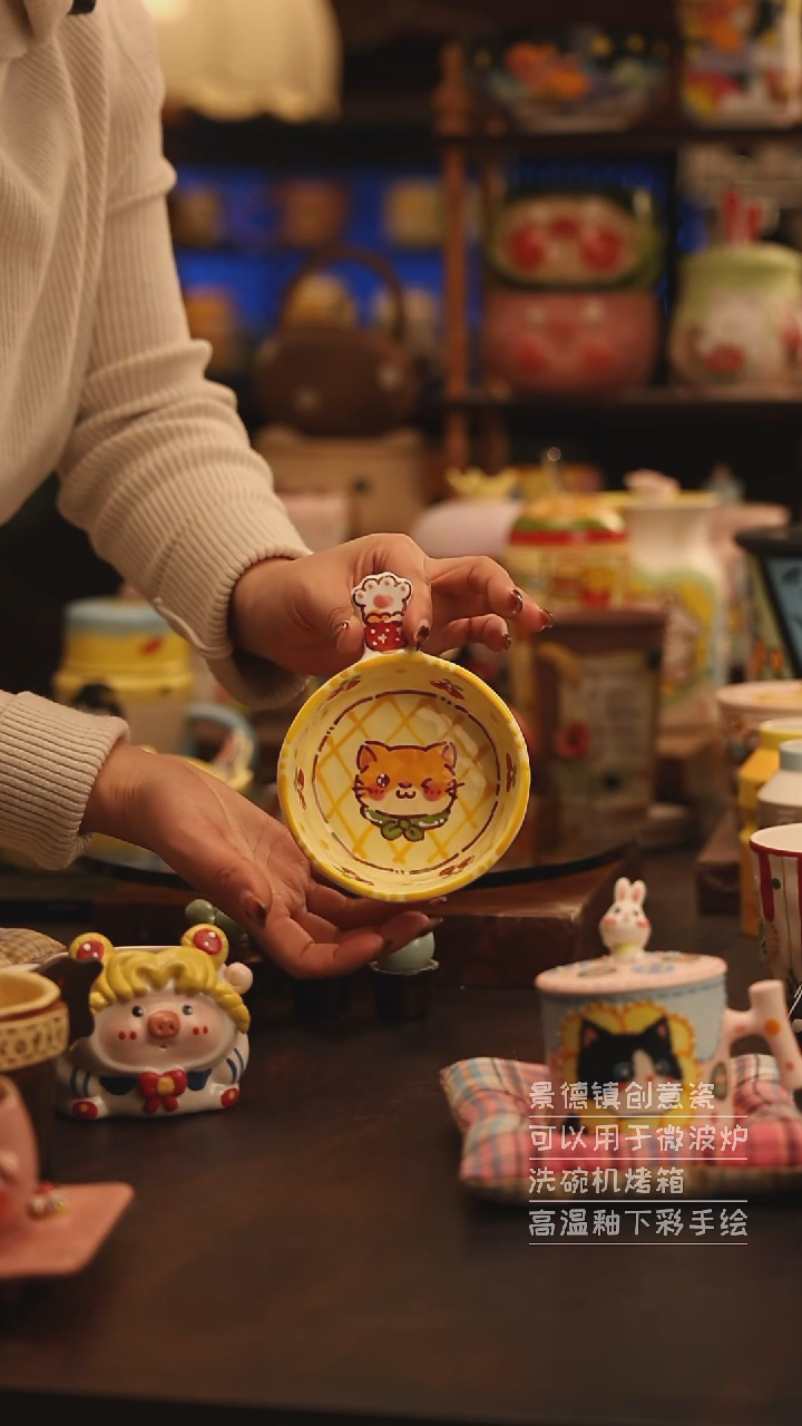 陶瓷景德镇可爱陶瓷釉下彩绘设计师款
