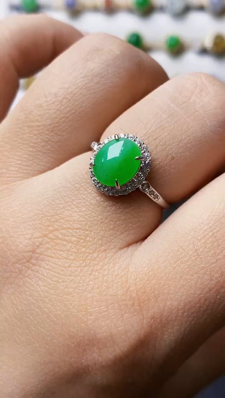 银S925镶嵌戒指翡翠1356