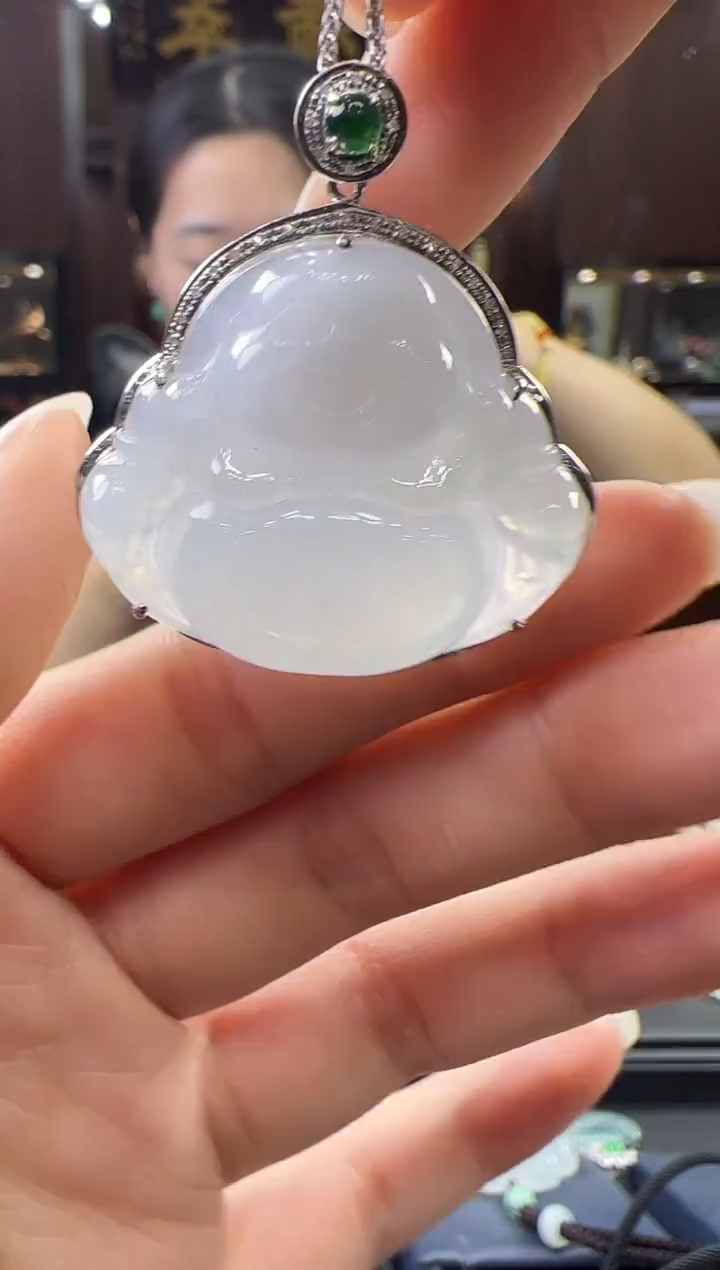 【闪购商品】翡翠挂件18K金镶嵌佛公不含链