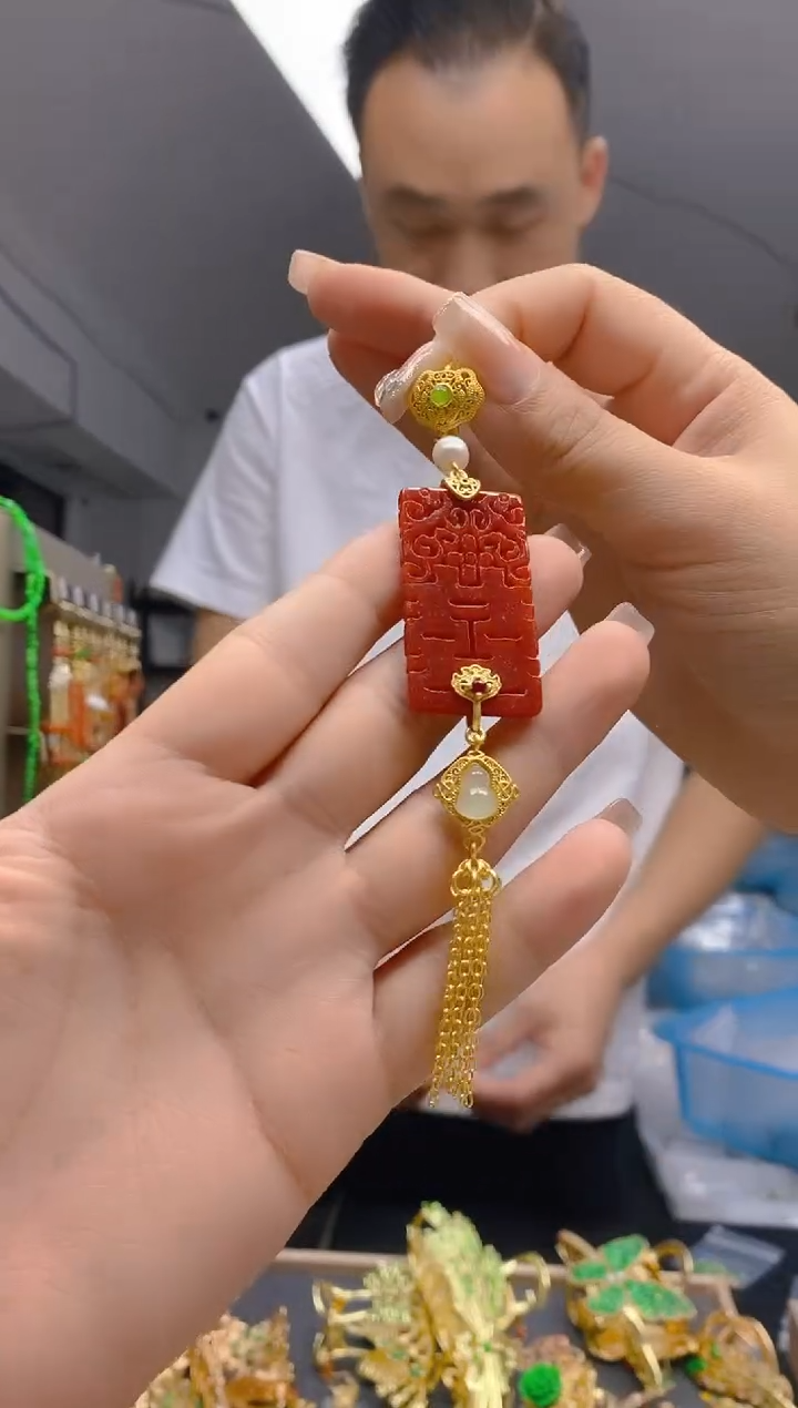 【闪购商品】翡翠耳饰合金218翡翠压襟