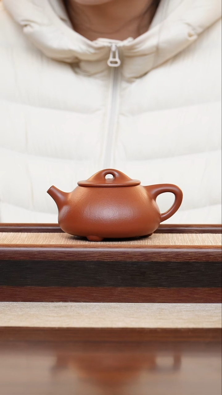 全手工朱泥郑老师景舟石瓢240cc紫砂壶