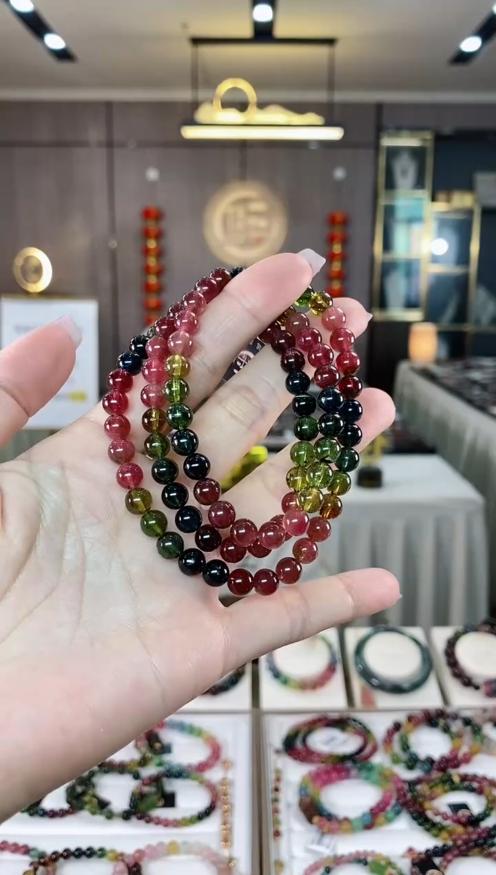 【闪购商品】碧玺三圈手串6.5mm+未镶嵌（多样性发一条）hon