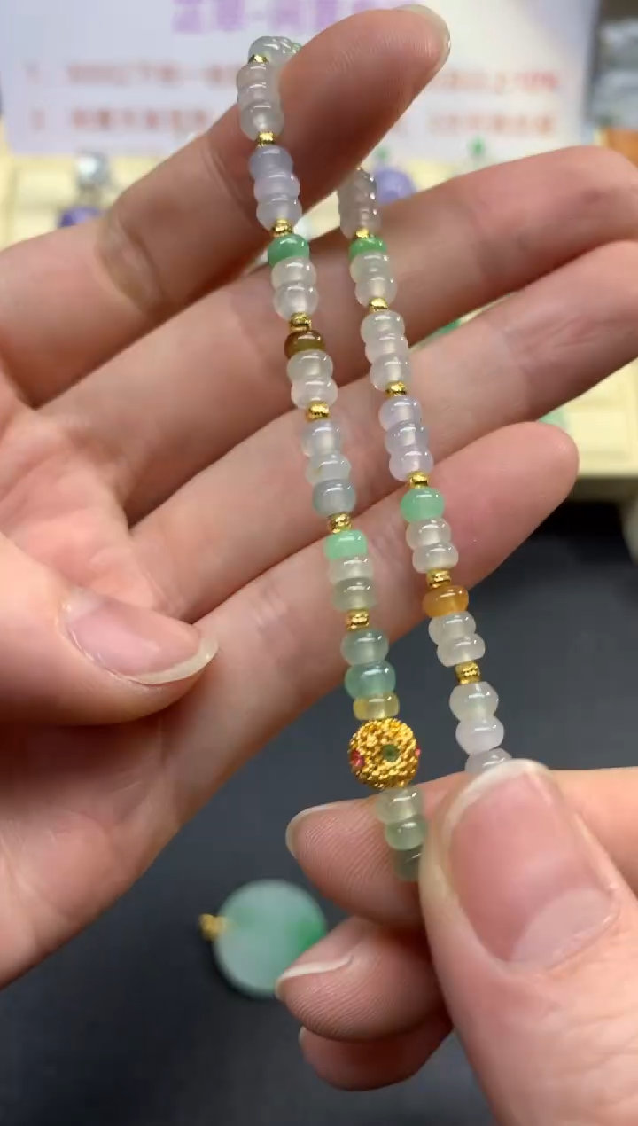 18K金镶嵌手串翡翠手串|1000+100