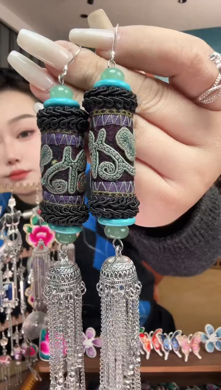 刺绣纯手工民族风刺绣耳环