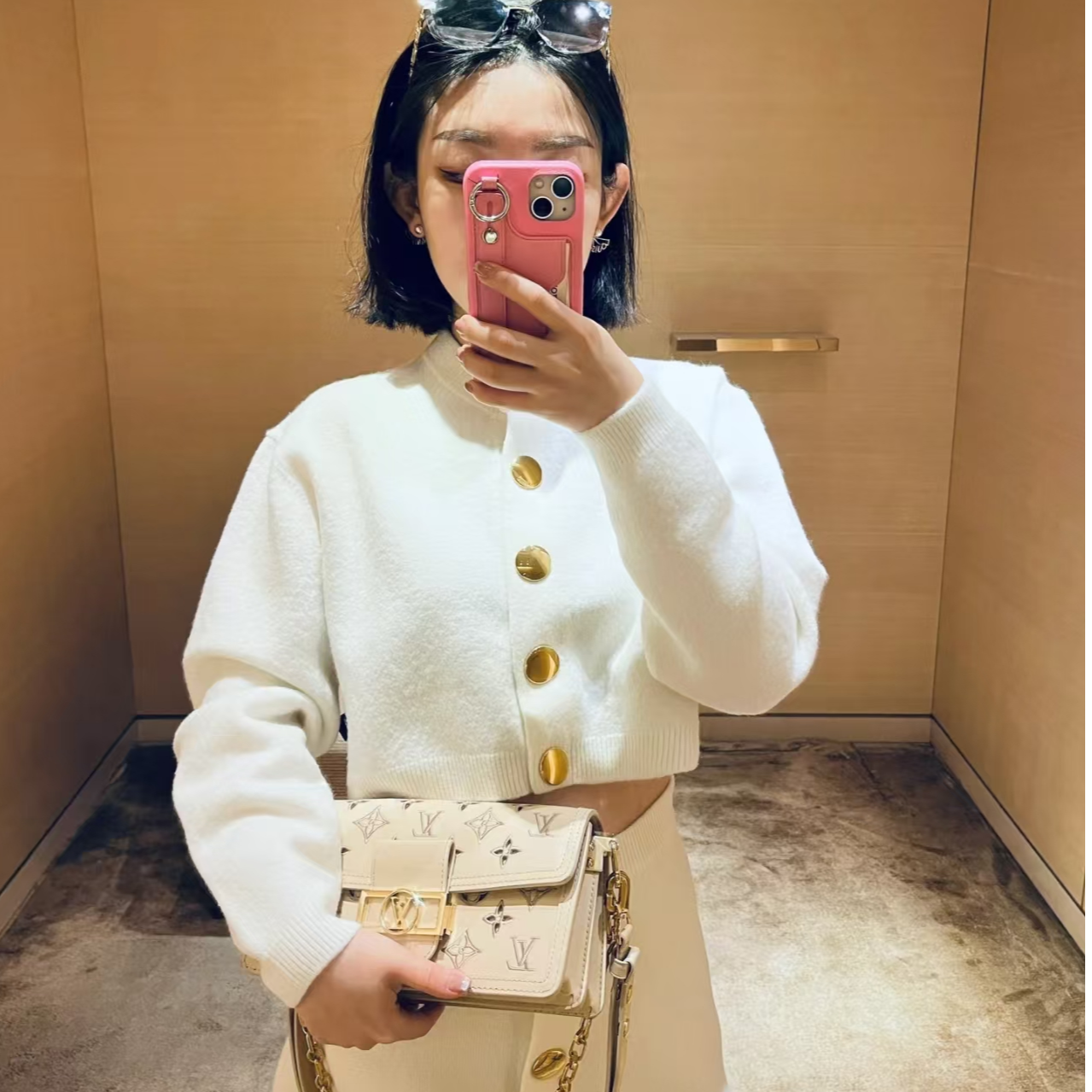 未使用 LouisVuitton/路易威登 JJ-H13509  单排扣针织开衫 XS码