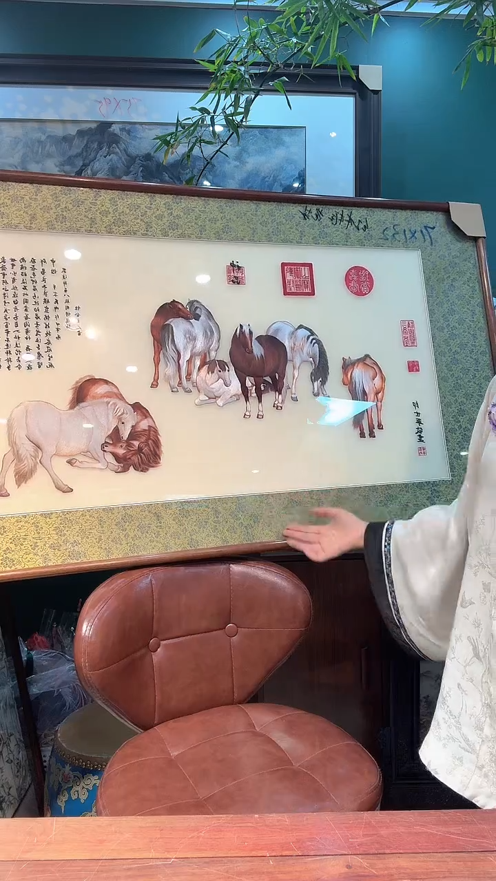 横款非遗苏绣手工刺绣装饰画带框不包邮