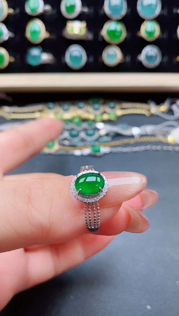 翡翠戒指银S925镶嵌321321