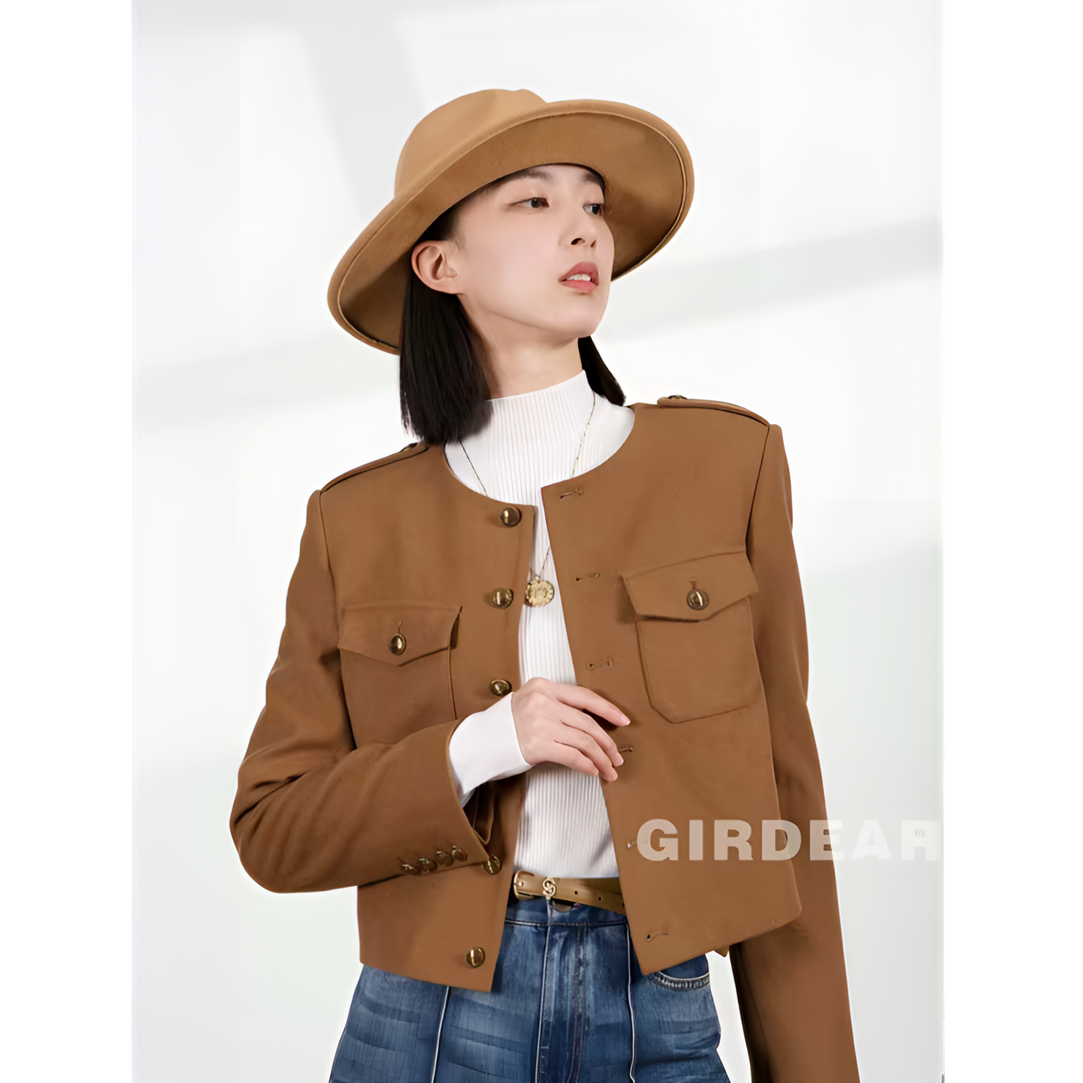 哥弟新款女装绵羊毛法式复古百搭圆领短款老钱小香风外套1400688