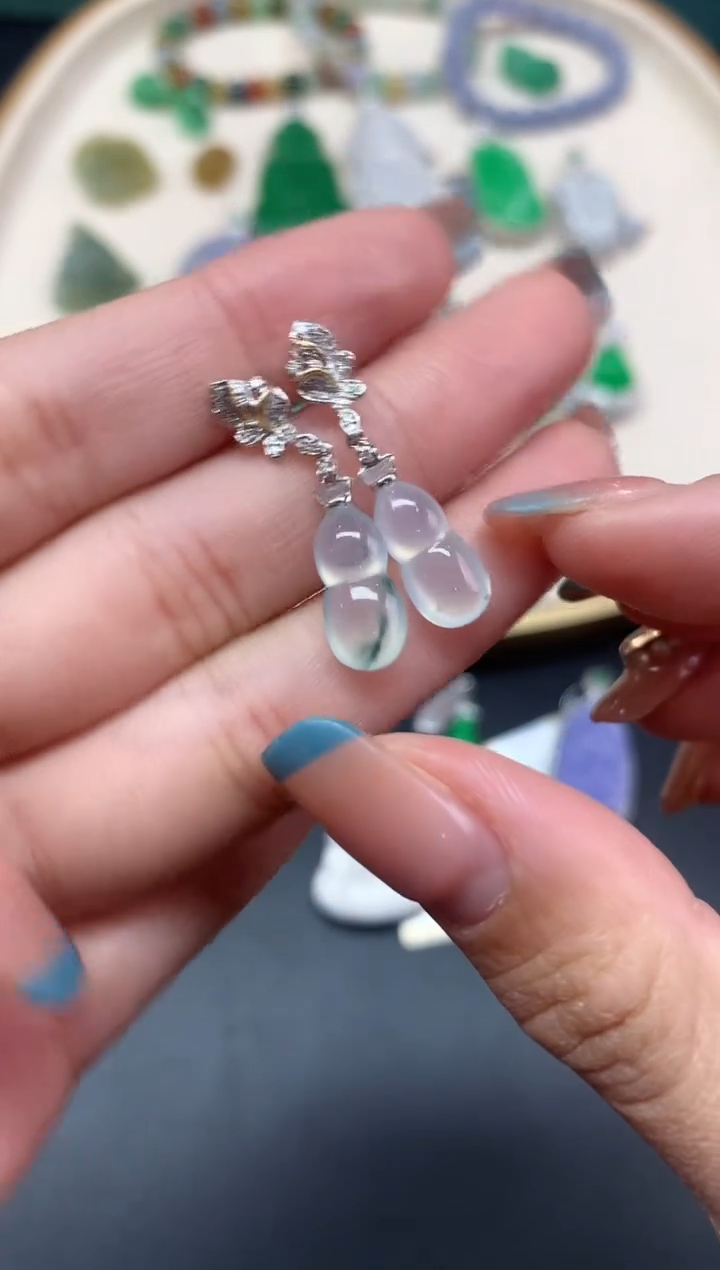 【闪购商品】翡翠耳饰18K金镶嵌耳饰A168|3980