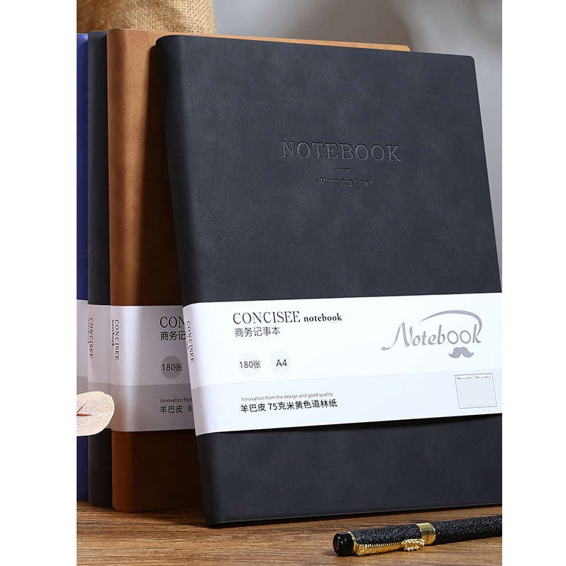 A4笔记本360页商务笔记本羊巴加厚皮面记事本复古办公文具日记本