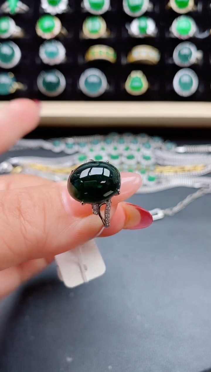 【闪购商品】翡翠戒指银S925镶嵌80050