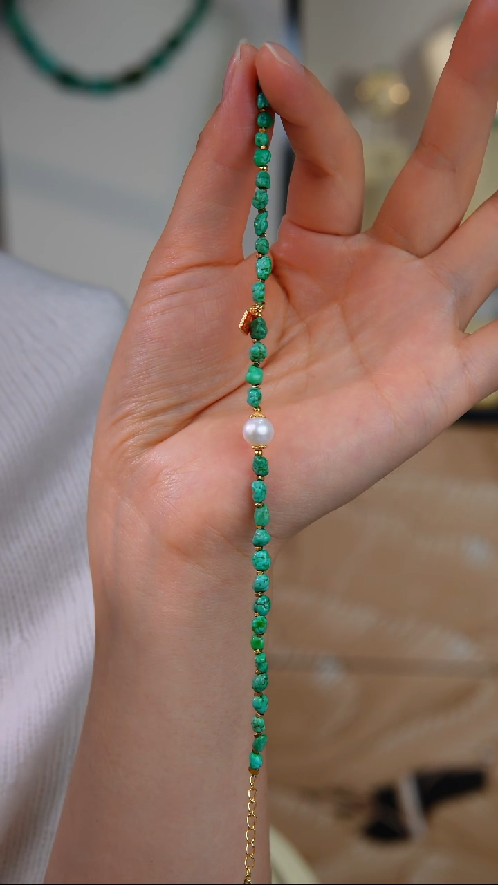 银S925镀金镶嵌绿松石手链多样性发货