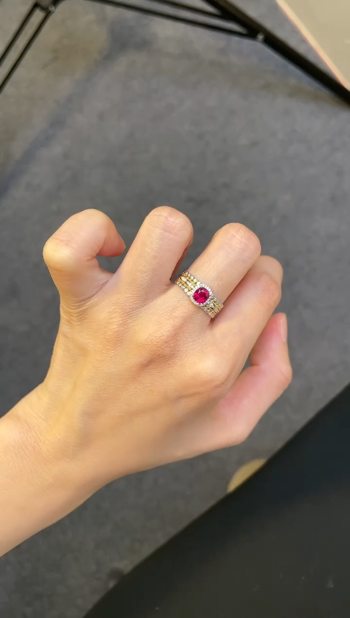 【闪购商品】红宝石戒指18K金镶嵌主石：0.78ct