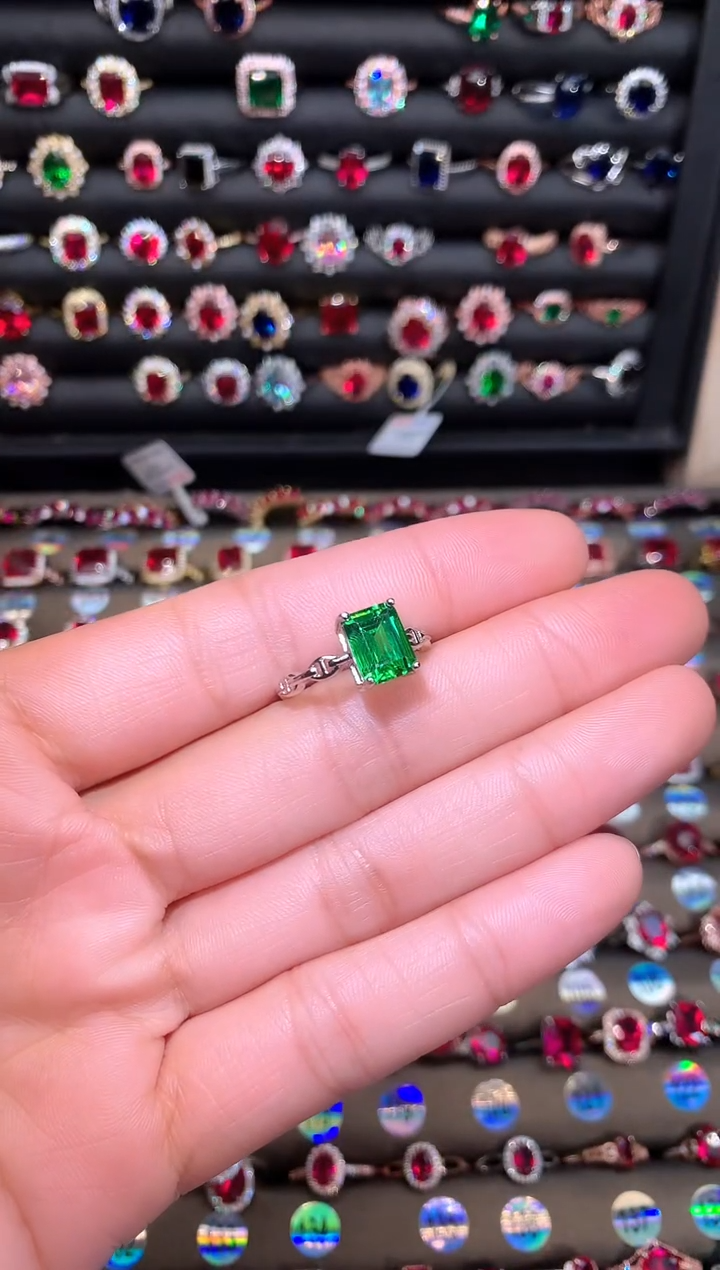 【闪购商品】透辉石戒指银S925镶嵌79