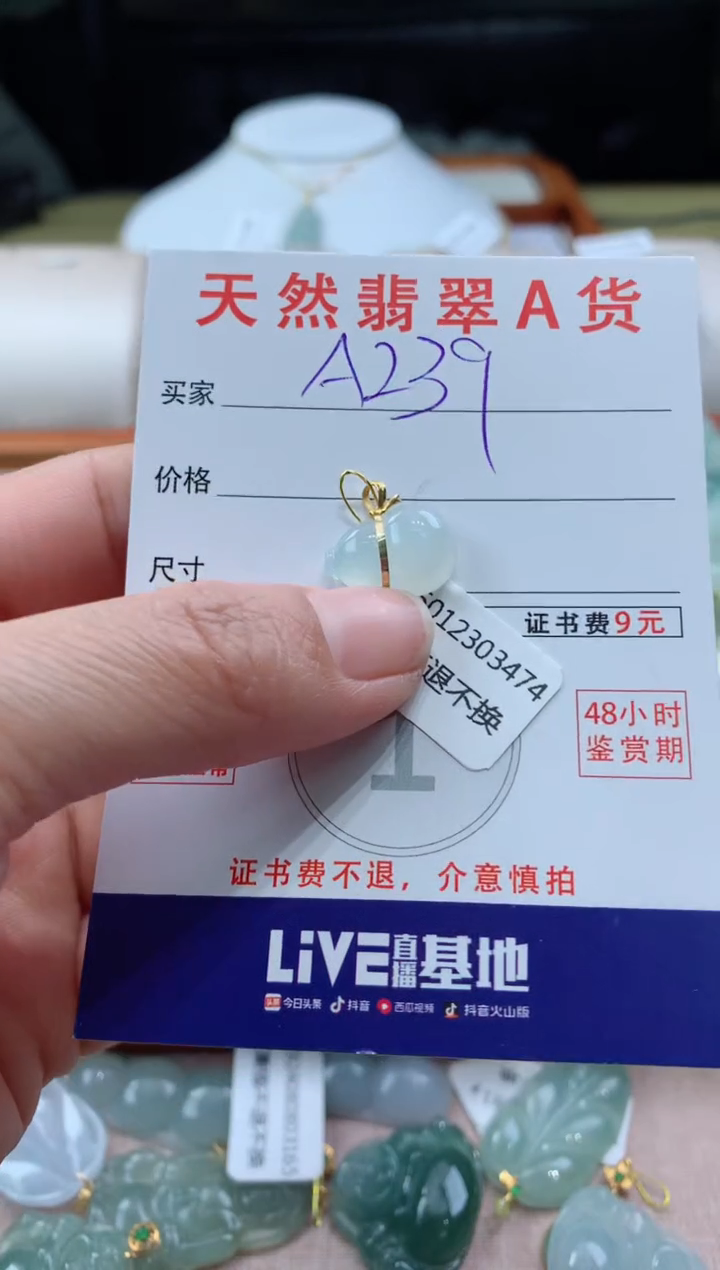 【闪购商品】翡翠颈饰18K金镶嵌天然A货翡翠挂件