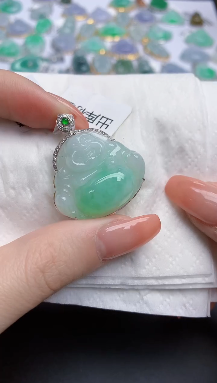 【闪购商品】翡翠颈饰18K金镶嵌天然缅甸翡翠A货