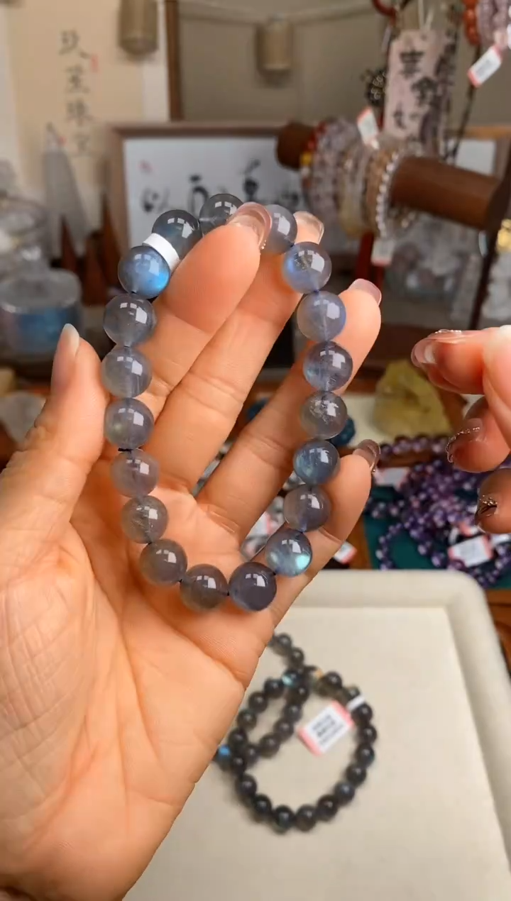 【闪购商品】拉长石手串未镶嵌10.5m灰月光
