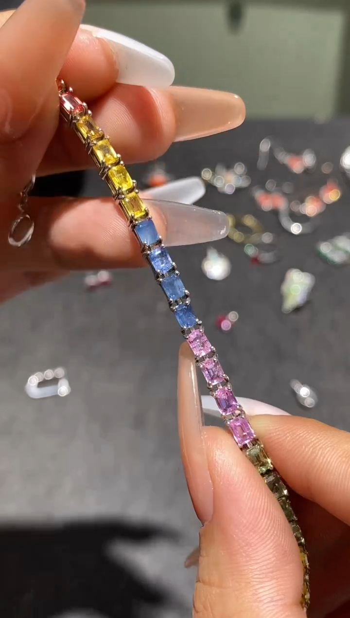 手链蓝宝石银S925镶嵌手链