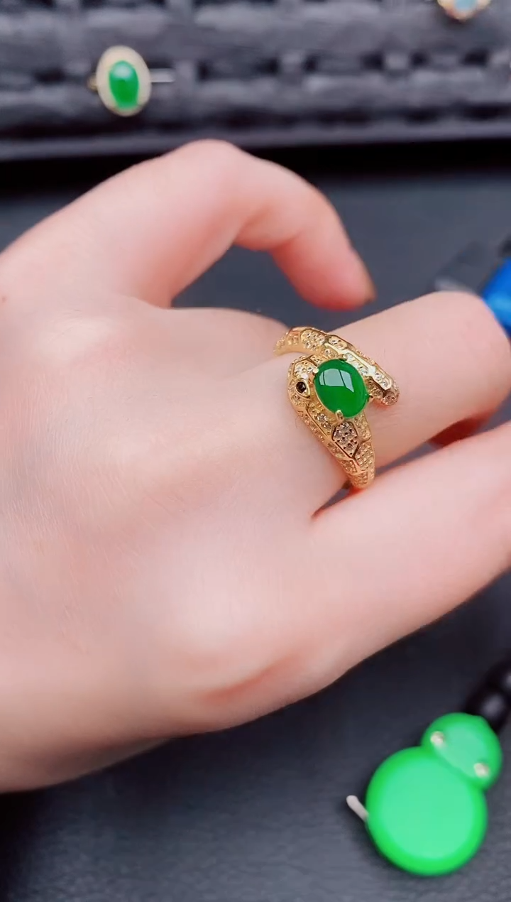 【闪购商品】翡翠戒指银S925镶嵌天然a货翡翠530