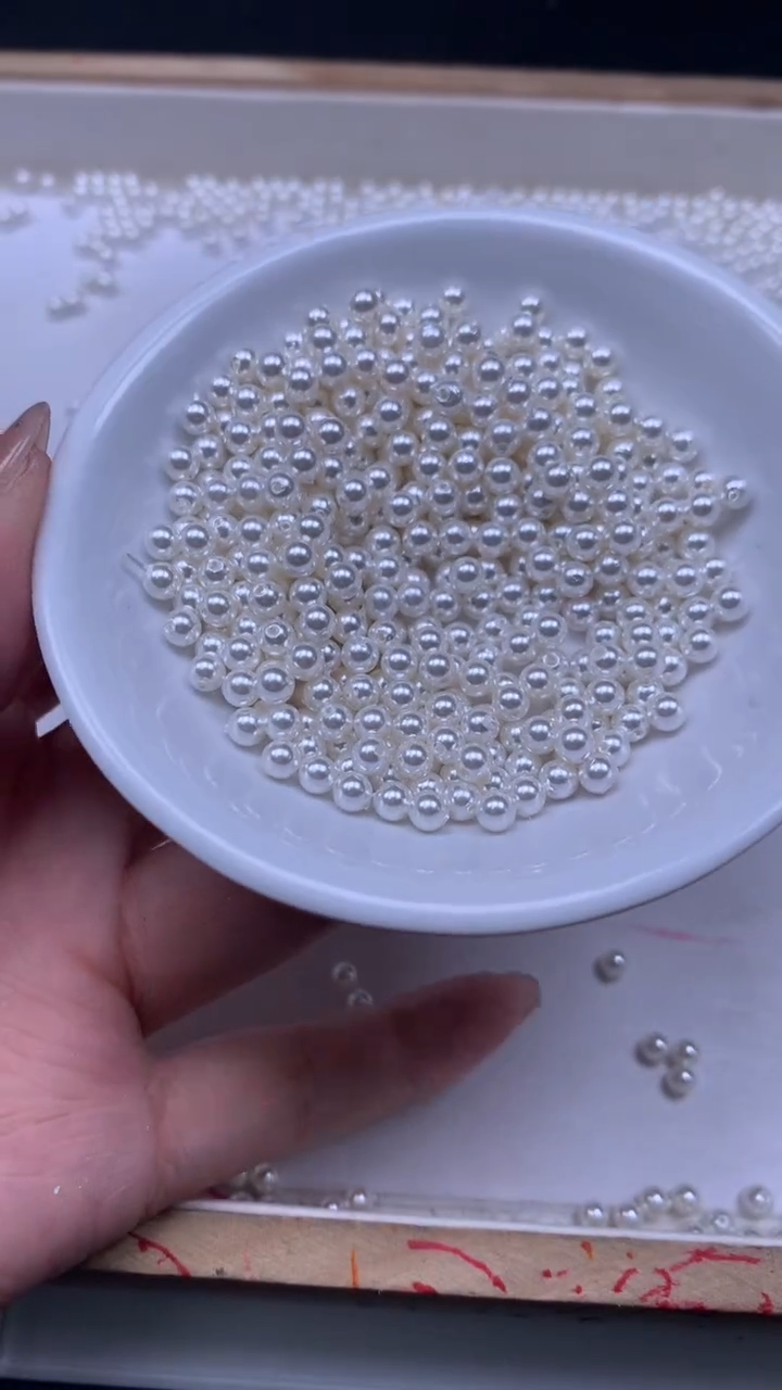 未镶嵌散珠拼合珍珠（马贝珠）B779 白贝珠4mm50个8.8元