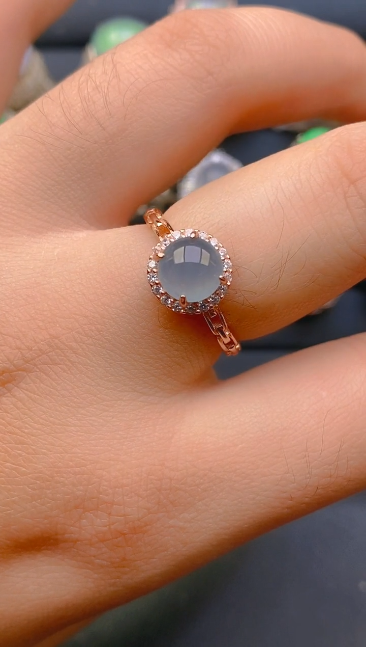 【闪购商品】翡翠戒指银S925镶嵌天然A货翡翠1