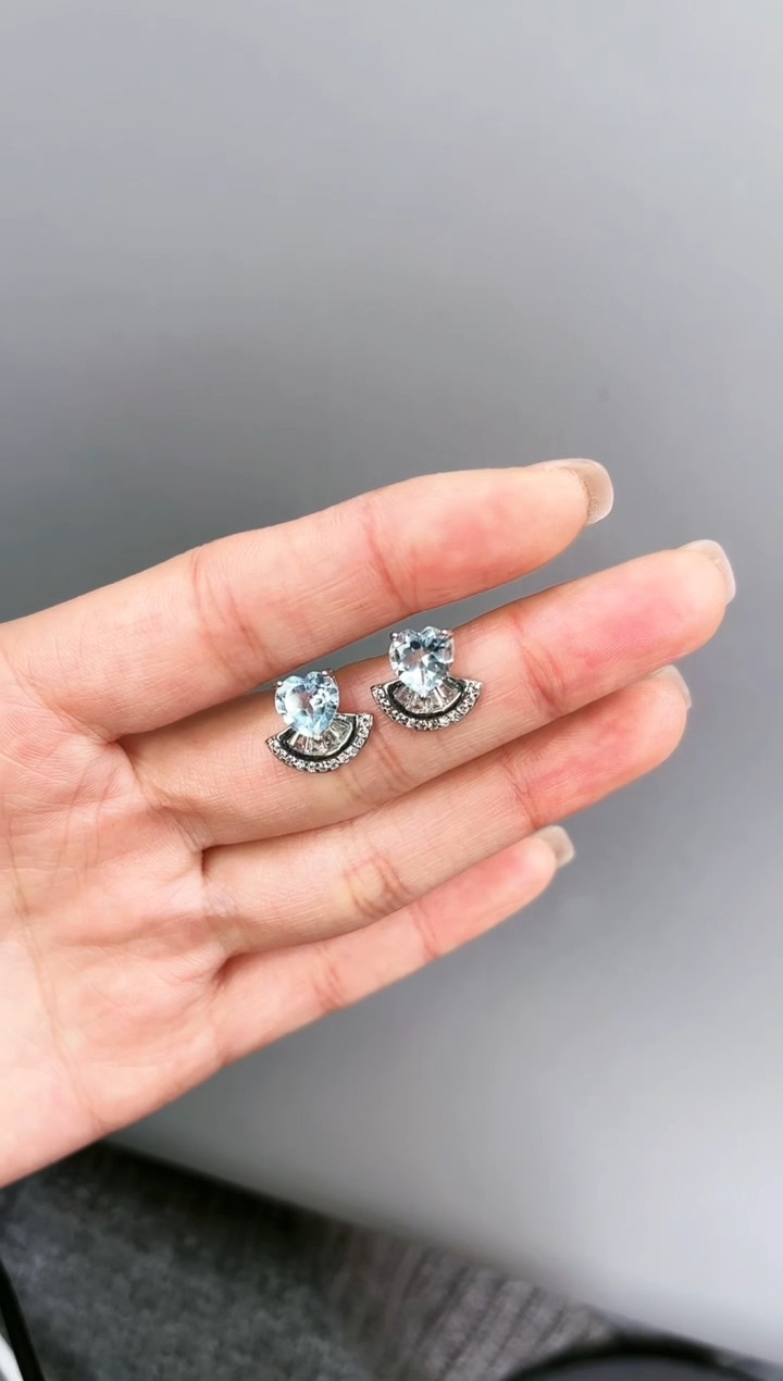 【闪购商品】托帕石耳饰银S925镶嵌A015