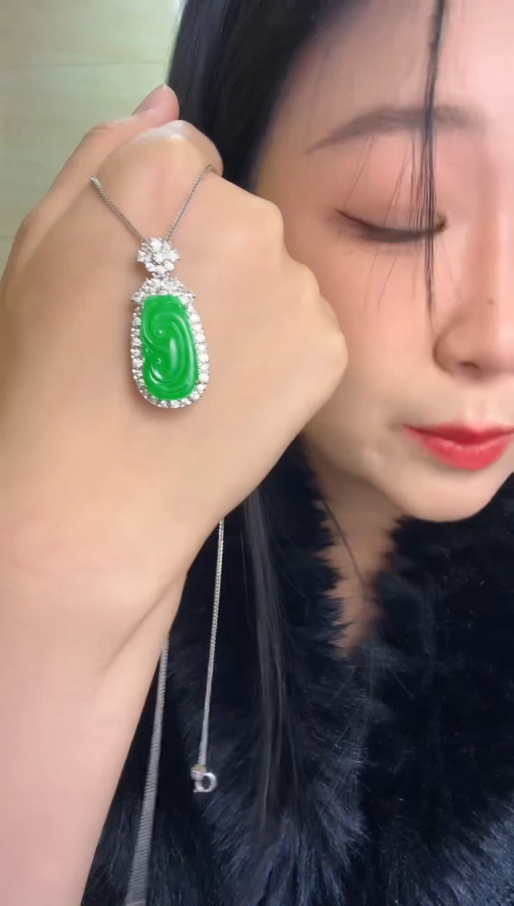 【闪购商品】翡翠吊坠(不含链)银S925镶嵌吊坠