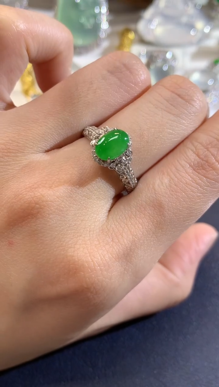 18K金镶嵌戒指翡翠D39