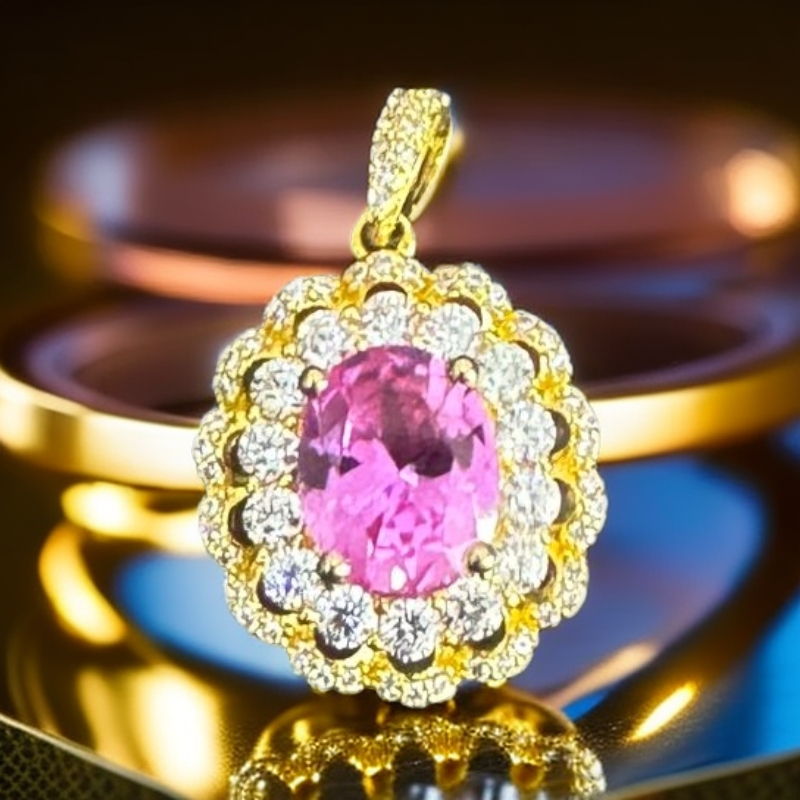 （安心专属）蔷薇之恋帕帕拉恰六芒星吊坠轻奢款