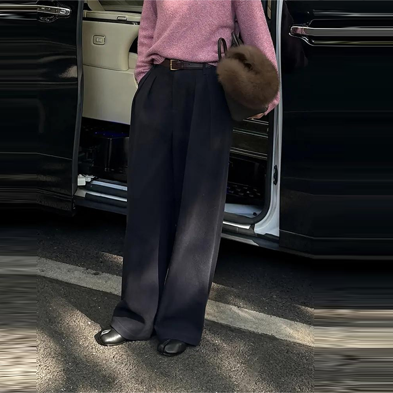 【必买裤】高腰阔腿垂感拖地裤抽褶显瘦百搭休闲裤2025秋冬女士款潮