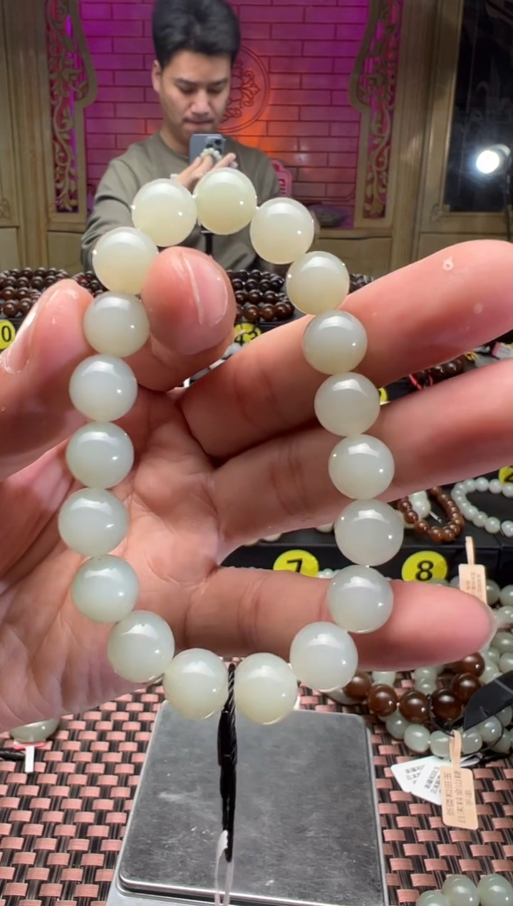 【闪购商品】和田玉手串未镶嵌且末料青白玉手串卡10