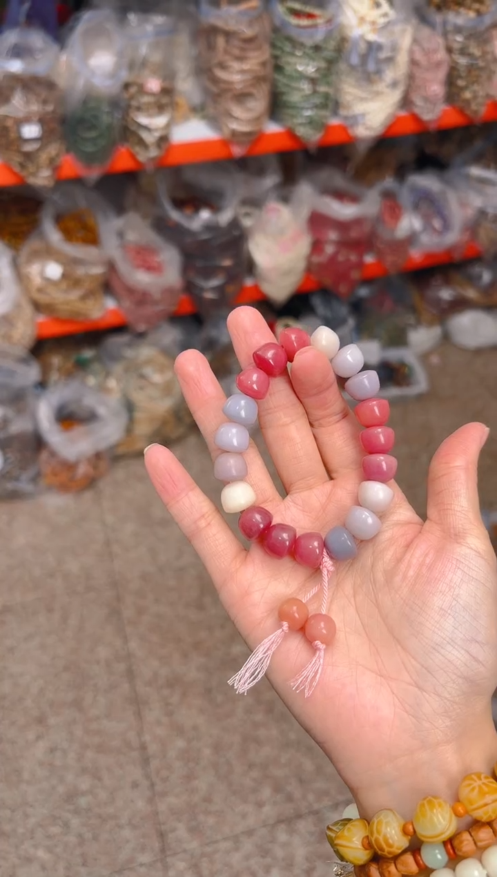 吊坠菩提根/象牙果粉色紫色碗珠单圈