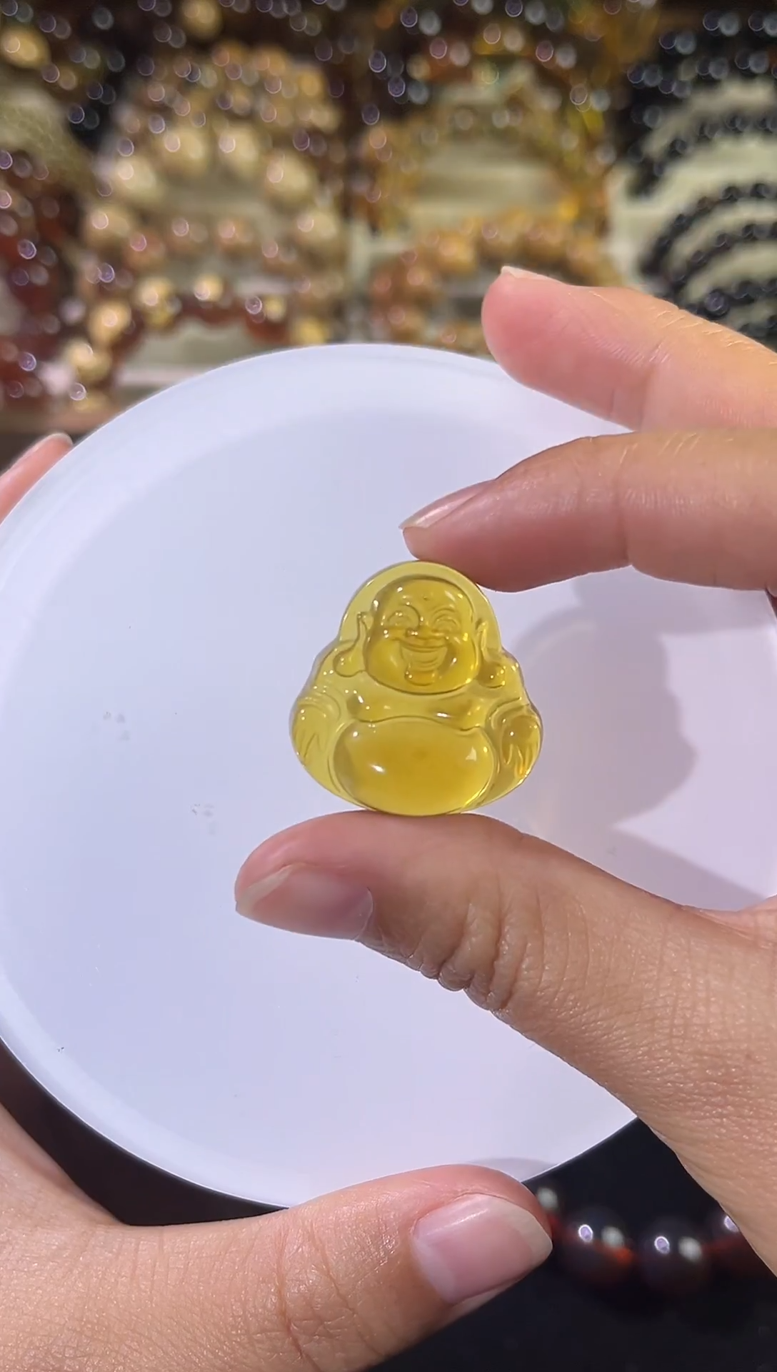 琥珀颈饰未镶嵌金兰佛公