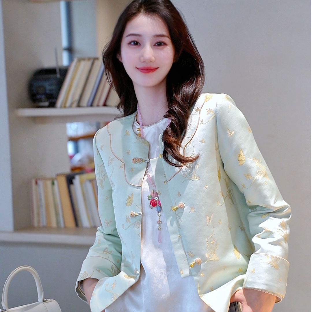 《ELFBOX》《兰亭序》时尚新中式织金宋锦小云肩外套7134