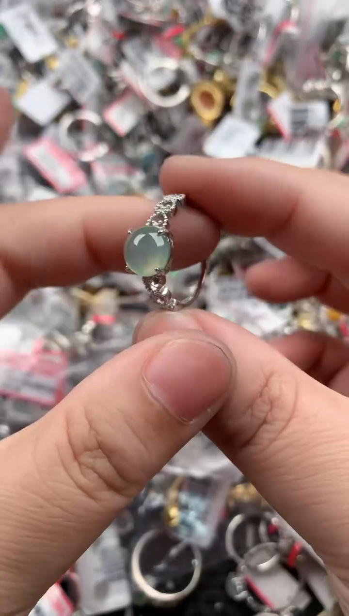 银S925镶嵌戒指翡翠444   9