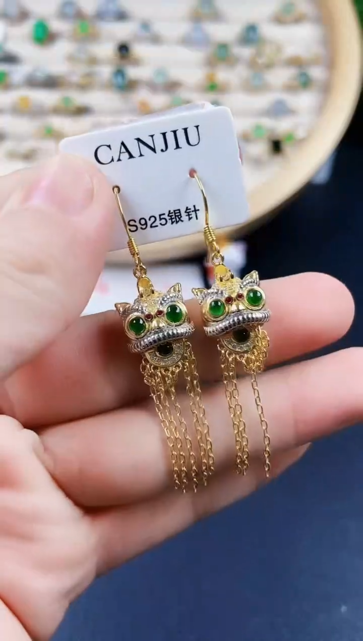 【闪购商品】翡翠耳饰银S925镶嵌12012010