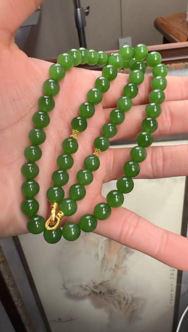 颈饰18K金镶嵌和田玉42赵玉11.27多样性拍一发一