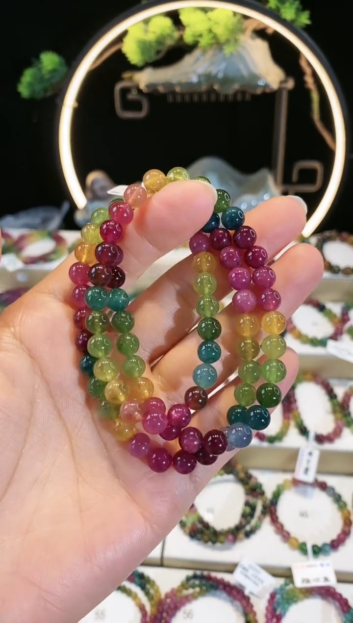 【闪购商品】碧玺手链未镶嵌G2439三圈颜色微差