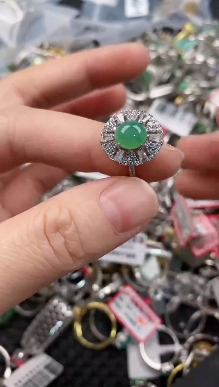银S925镶嵌戒指翡翠333     6