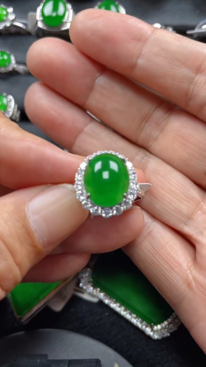 【闪购商品】翡翠戒指银S925镶嵌翡翠
