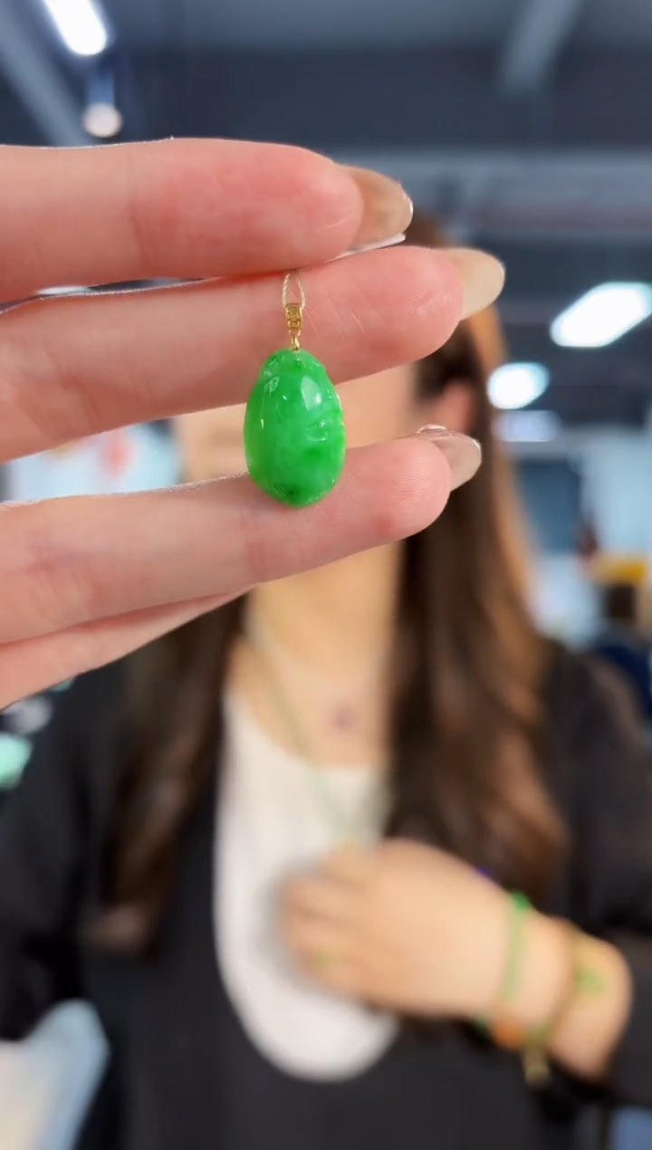 【闪购商品】翡翠颈饰18K金镶嵌缅料A货/支持复检/一件