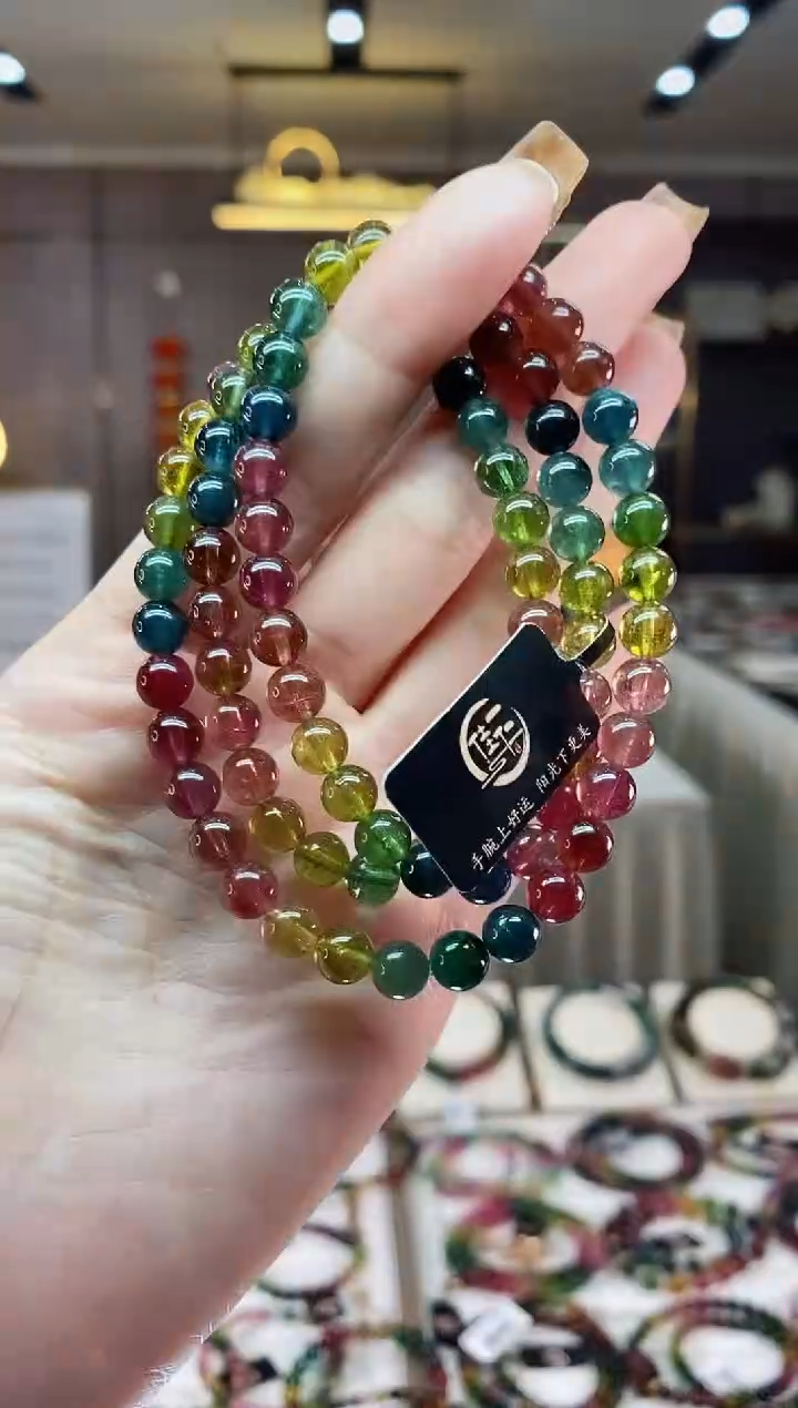 【闪购商品】碧玺三圈手串6mm+未镶嵌一物一证dan