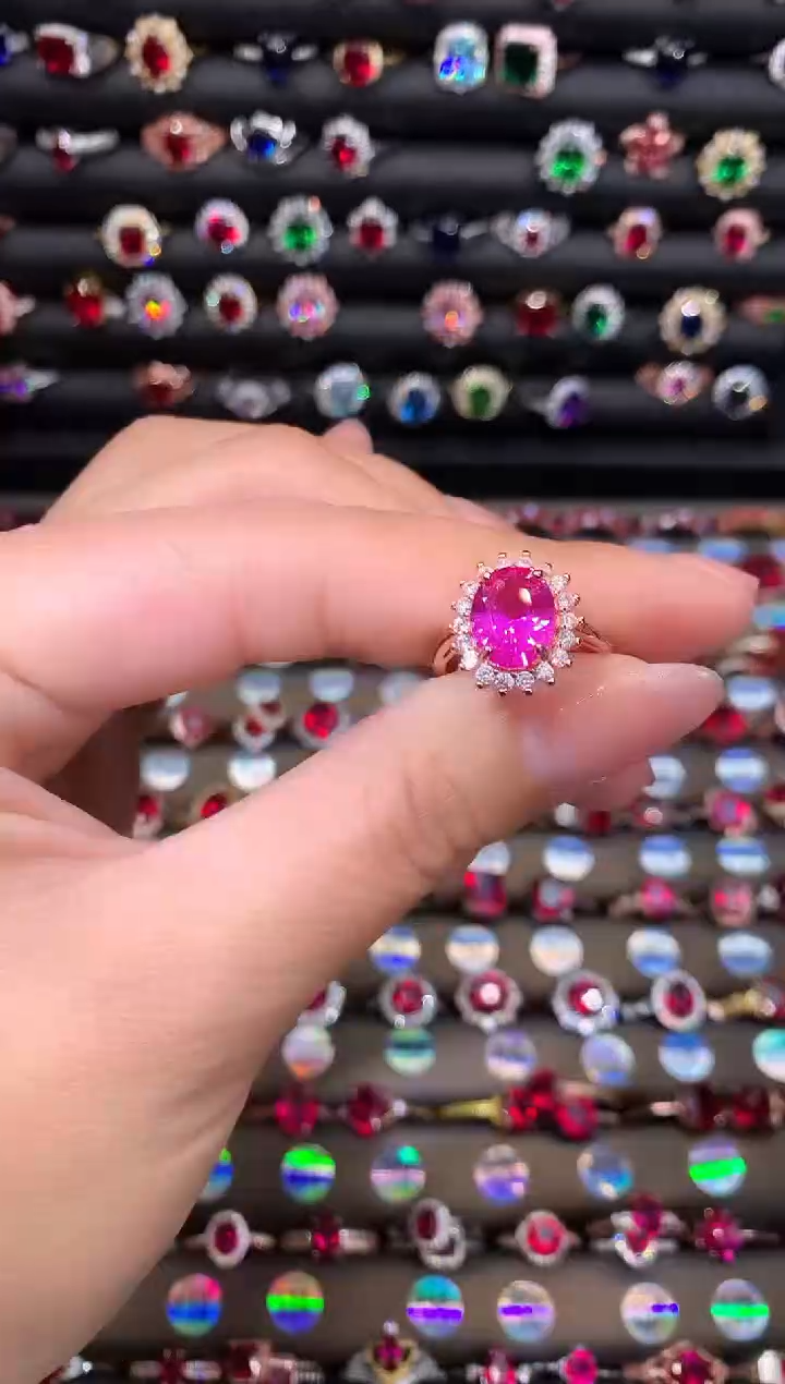 【闪购商品】蓝宝石戒指银S925镶嵌810玫瑰金