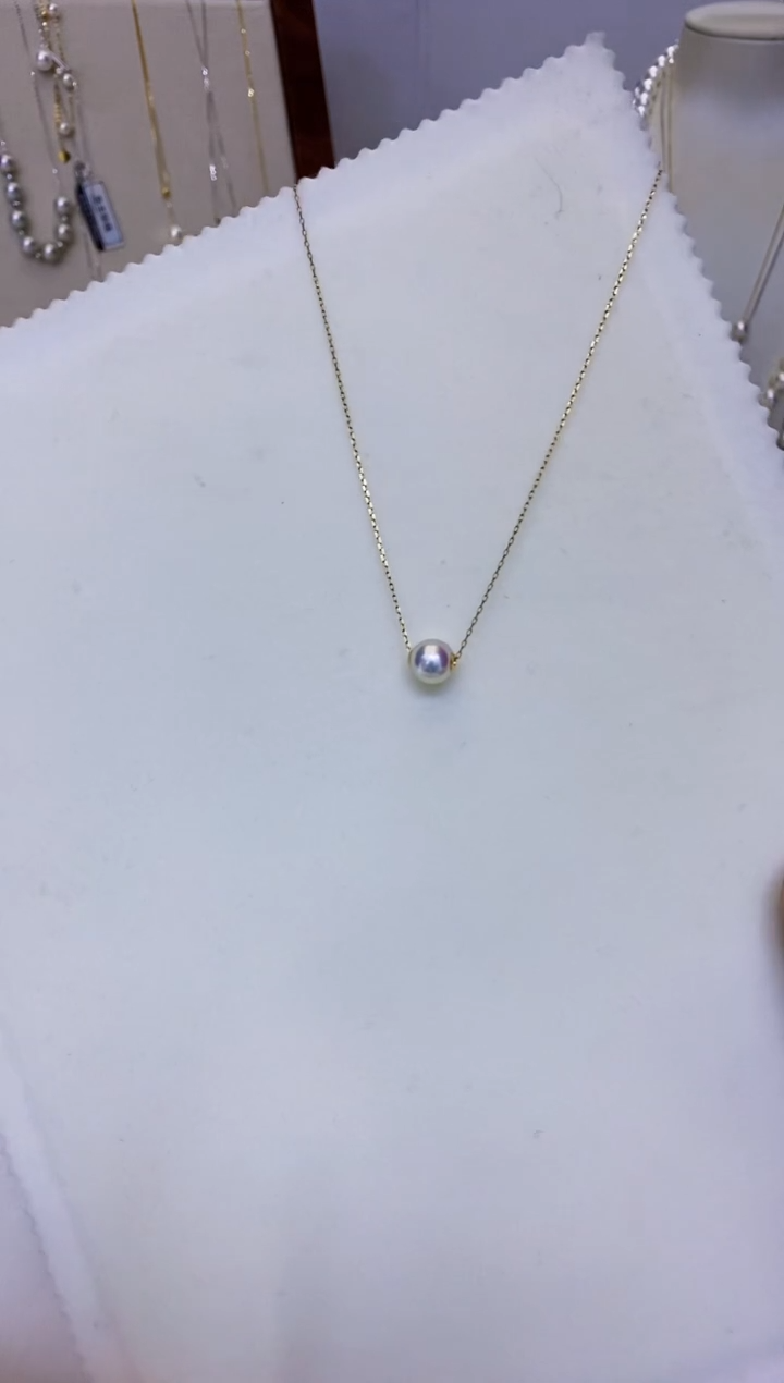 18K金镶嵌海水珍珠饰品7-8路路通不含金链