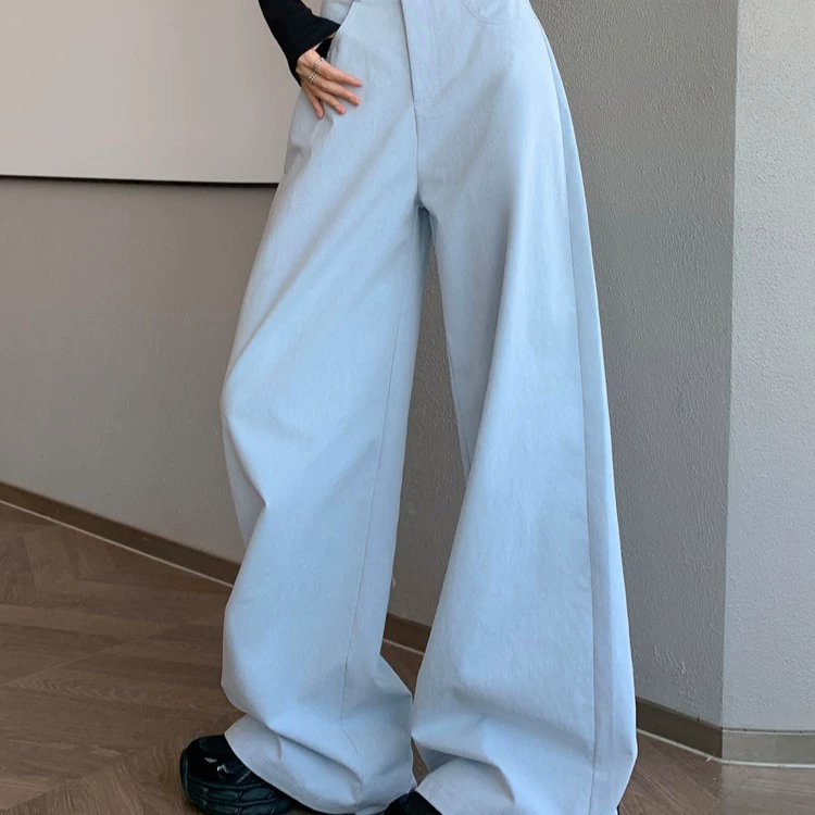 法式复古阔腿裤女秋冬加厚慵懒风垂感软糯休闲直筒裤