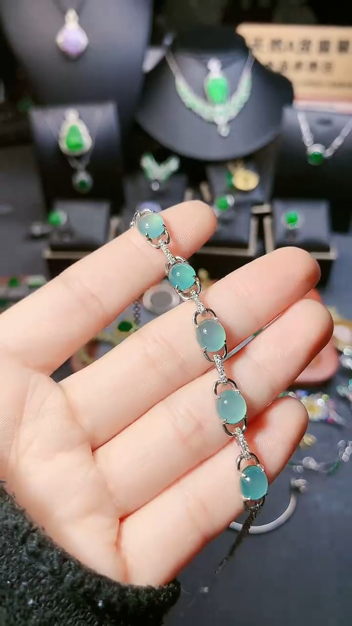 【闪购商品】翡翠手链银S925镶嵌手链