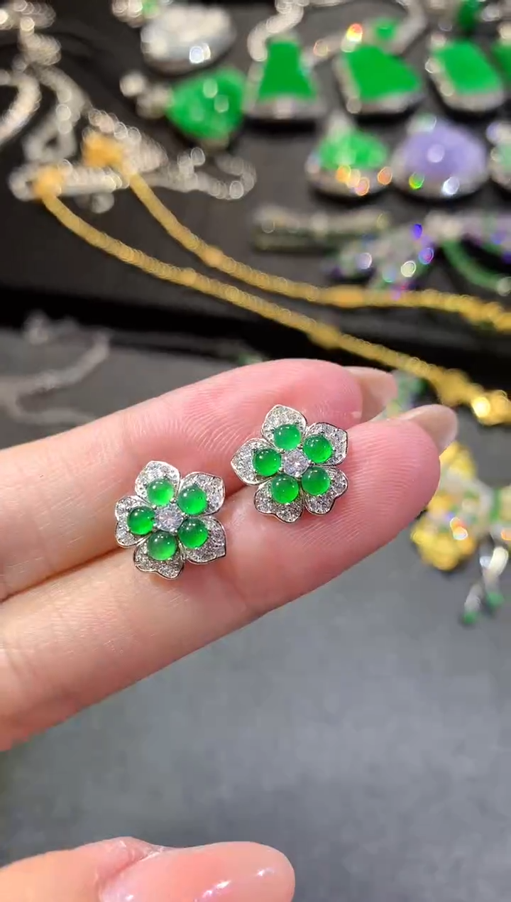 【闪购商品】翡翠耳饰银S925镶嵌147耳饰（多样性发货一件